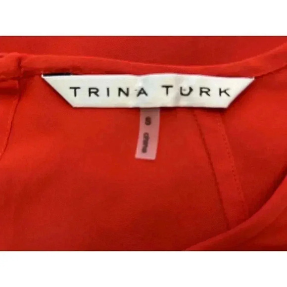 Trina Turk 100% Silk Top Blouse Sheer Orange Lightweight Size Small - Picture 8 of 9